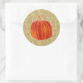 Shiny Orange Autumn Pumpkin Gold Glitzer Bevorzugu Runder Aufkleber (Tasche)