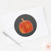 Shiny Orange Autumn Pumpkin Matte Gray Gastgeschen Runder Aufkleber (Umschlag)