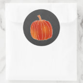 Shiny Orange Autumn Pumpkin Matte Gray Gastgeschen Runder Aufkleber (Tasche)