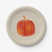 Shiny Orange Autumn Pumpkin Rustic Kraft Party Pappteller (Vorderseite)