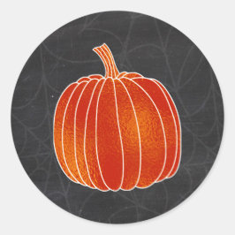 Shiny Orange Autumn Pumpkin Spiderweb Chalk Runder Aufkleber