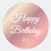 Shiny Pink Birthday Sticker | Custom Monogram (Vorderseite)