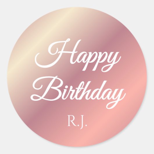 Shiny Pink Birthday Sticker | Custom Monogram (Vorderseite)