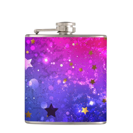 Shiny Pink Blue Background Flachmann (Vorderseite)