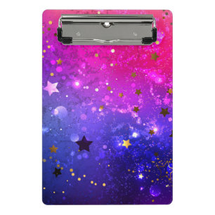 Shiny Pink Blue Background Mini Klemmbrett