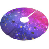 Shiny Pink Blue Background Polyester Weihnachtsbaumdecke (Schrägansicht)