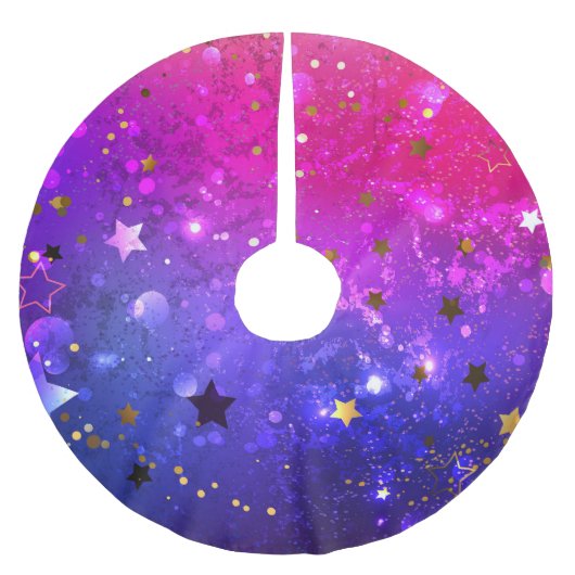 Shiny Pink Blue Background Polyester Weihnachtsbaumdecke (Vorderseite)