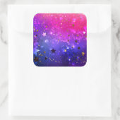 Shiny Pink Blue Background Quadratischer Aufkleber (Tasche)