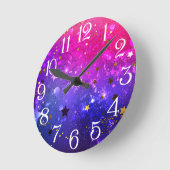 Shiny Pink Blue Background Runde Wanduhr (Winkel)