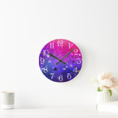 Shiny Pink Blue Background Runde Wanduhr (Zuhause)