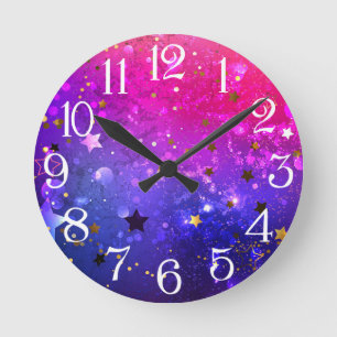 Shiny Pink Blue Background Runde Wanduhr