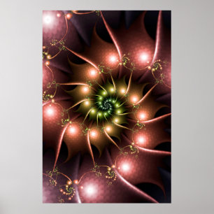 Shiny Pink Fraktal Spiral Poster