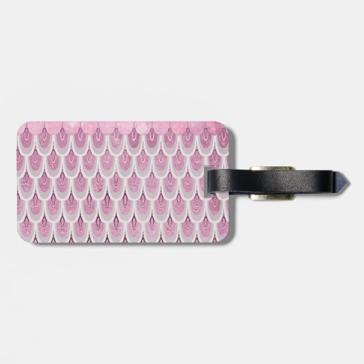 Shiny Pink Glitzer Meerjungfrau Fischskala Gepäckanhänger (Rückseite horizontal)