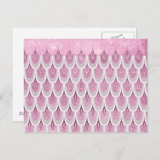Shiny Pink Glitzer Meerjungfrau Fischskala Postkarte (Vorne/Hinten)