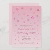 Shiny Pink Little Stars Sweet Baby Kindergeburtsta Einladung (Vorne/Hinten)