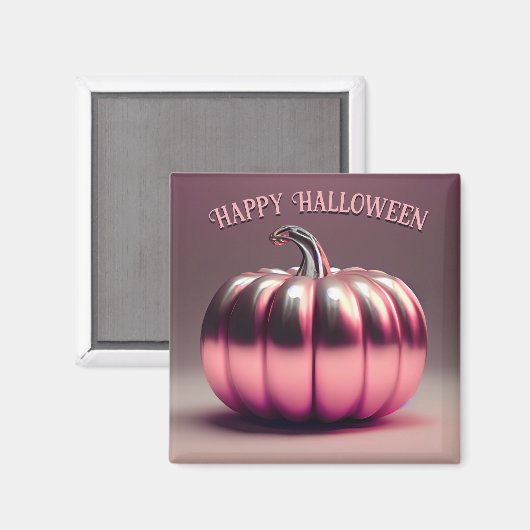 Shiny Pink Pumpkin Magnet (Vorderseite/Rückseite)