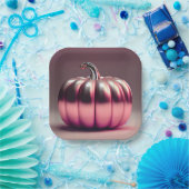 Shiny Pink Pumpkin Pappteller (Party)