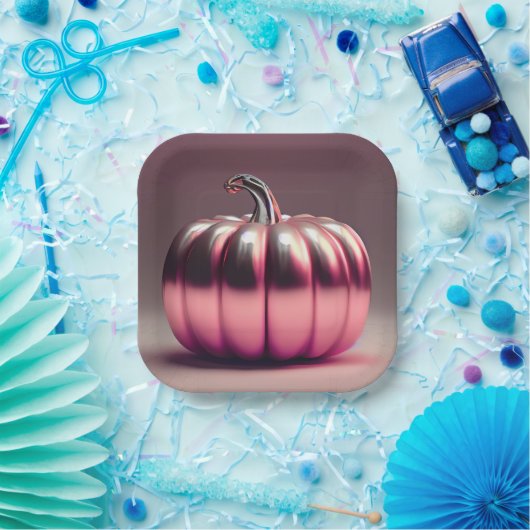 Shiny Pink Pumpkin Pappteller (Party)