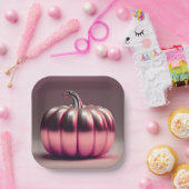Shiny Pink Pumpkin Pappteller (Party)