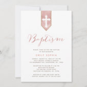 Shiny Pink Rose Taufe Einladung (Vorderseite)