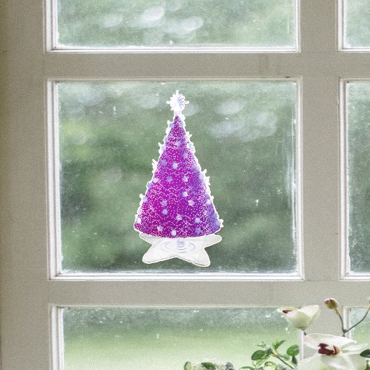 Shiny Pink Silver Christmas Tree Star Shape Rug Fensteraufkleber