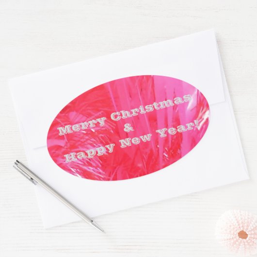 Shiny Pink Weihnachtsbaum Ovaler Aufkleber (Umschlag)