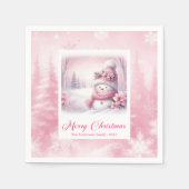 Shiny Pinkmas Christmas Scene Napkins Kids Winter Serviette (Vorderseite)