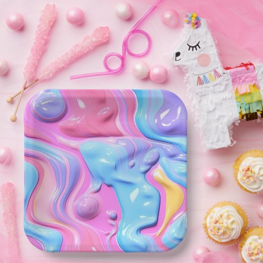 Shiny Plastic Bubble Abstrakt Pappteller (Party)