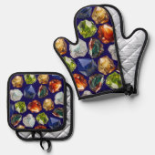 Shiny Polished Minerals Pattern Ofenhandschuh & Topflappen-Set (Vorderseite/Rückseite)