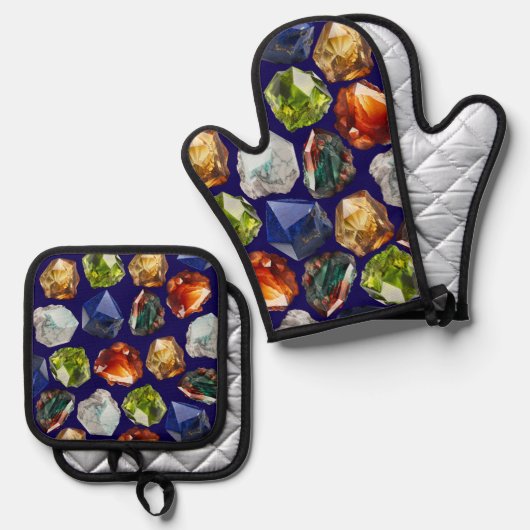 Shiny Polished Minerals Pattern Ofenhandschuh & Topflappen-Set (Vorderseite/Rückseite)