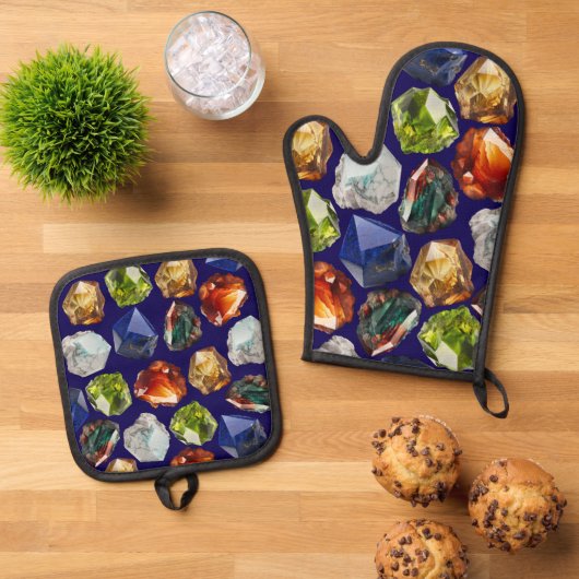 Shiny Polished Minerals Pattern Ofenhandschuh & Topflappen-Set (Oben Unten)