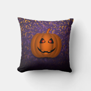 Shiny Pumpkin Halloween Moon Lila Square Kissen