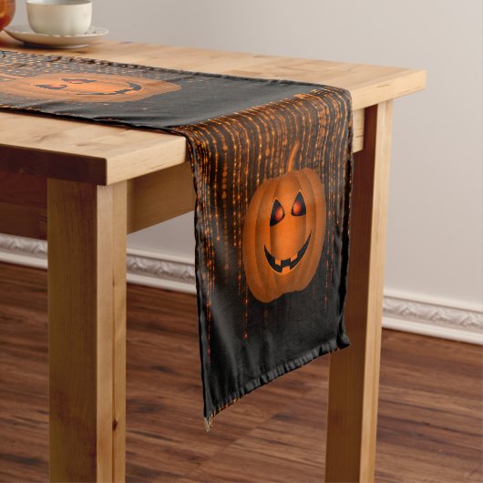 Shiny Pumpkins Orange String Lights Table Runner Kurzer Tischläufer (Beispiel)