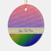 Shiny Rainbow Stripes Ihr Foto Keramikornament (Links)
