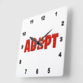 Shiny Red ADOPTIER Animal Paw Print mit White Hear Quadratische Wanduhr (Winkel)