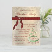 Shiny, Red Bow, Tree, Balls Weihnachtsfest im Unte Einladung (Stehend Vorderseite)