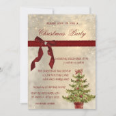 Shiny, Red Bow, Tree Corporate Christmas Party Einladung (Vorderseite)