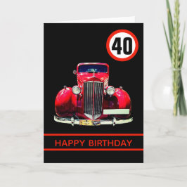 Shiny Red Car Happy 40. Geburtstag Karte