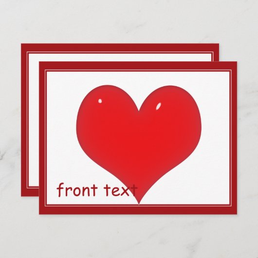 Shiny Red Heart (Ihren Text hinzufügen) Einladung (Vorne/Hinten)