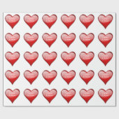 Shiny Red Hearts Geschenkpapier (Flach)