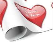 Shiny Red Hearts Geschenkpapier (Rolleneckpunkt)
