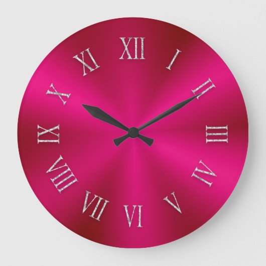 Shiny Red Metallic Clock mit römischen Zahlen Große Wanduhr (Vorderseite)