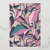 Shiny Retro Groovy Abstrakte Hochzeit Folieneinladung (Rückseite)