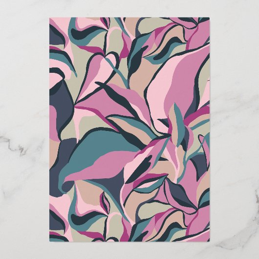 Shiny Retro Groovy Abstrakte Hochzeit Folieneinladung (Rückseite)