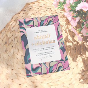 Shiny Retro Groovy Abstrakte Hochzeit Folieneinladung