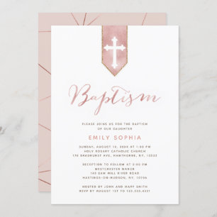 Shiny Rosa Rose Taufe Einladung