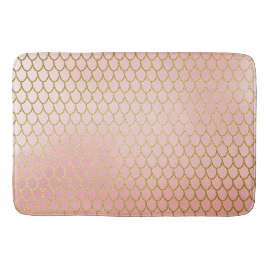 Shiny Rose Blush Gold Glitzer Mermaid Scales Badematte (Vorderseite)