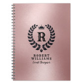 Shiny Rose-Gold Background Black Laurel Wreath Notizblock (Vorderseite)