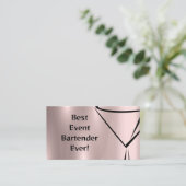 Shiny Rose Gold Event Bartender Business Card Visitenkarte (Stehend Vorderseite)