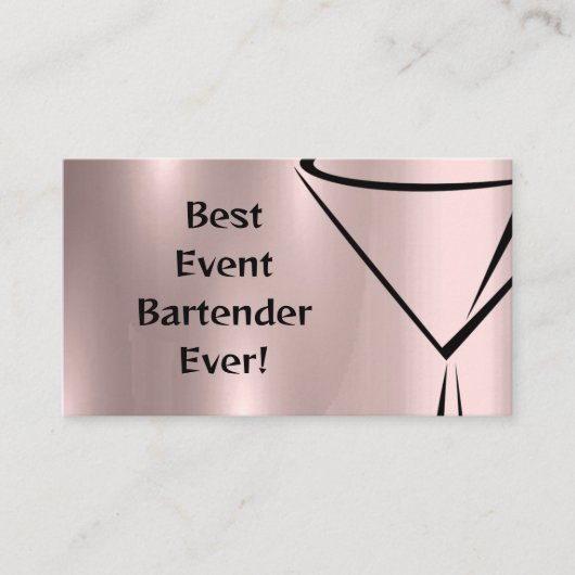 Shiny Rose Gold Event Bartender Business Card Visitenkarte (Vorderseite)